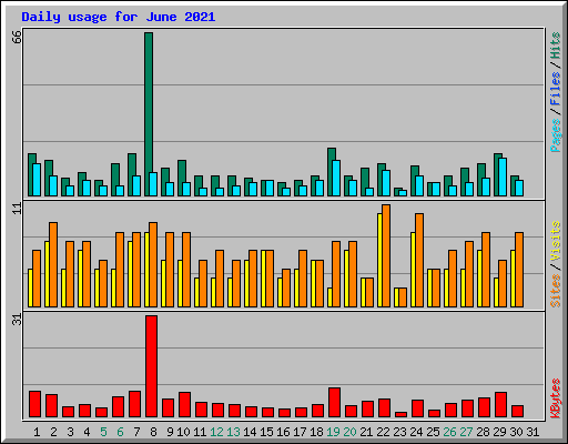 Daily usage for June 2021