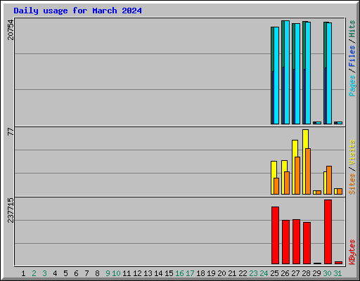 Daily usage for March 2024